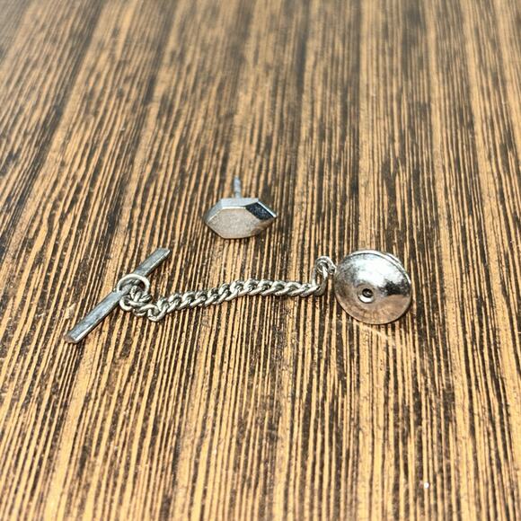 Vintage Tie Tac Tie Pin Tie Tack Silver Tone L#90 Marked Sterling Silver - Picture 2 of 5